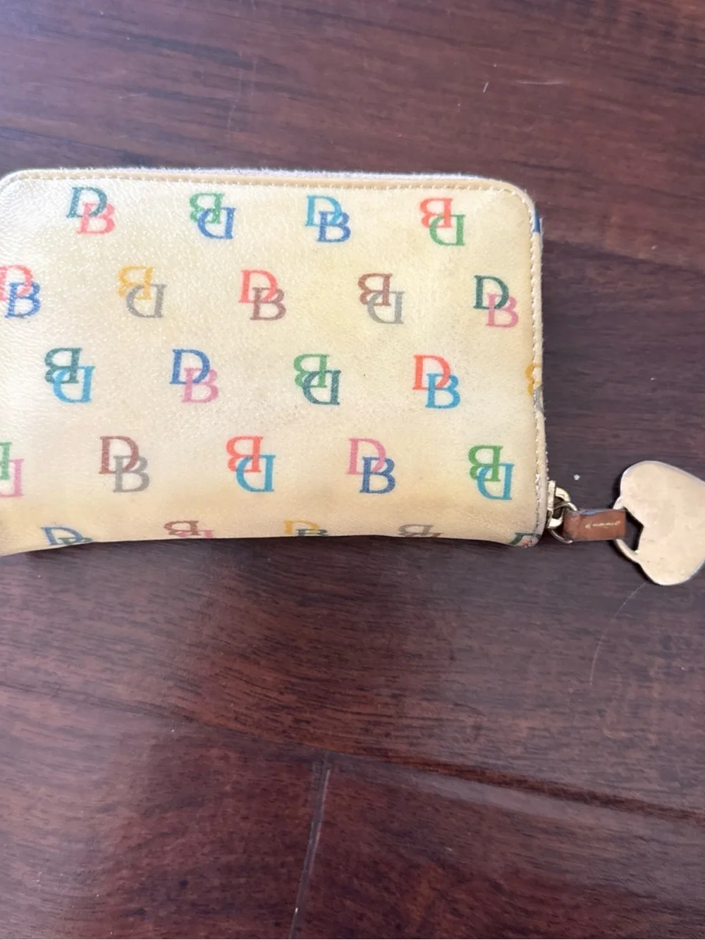 Dooney & Bourke Multicolor Logo Zip Wallet - Beige